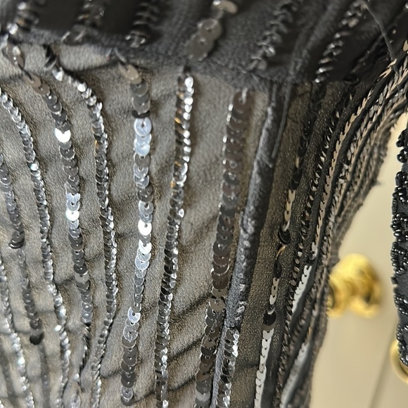 JKara Black Beaded Sequin Button Down Blouse - Picture 14 of 15